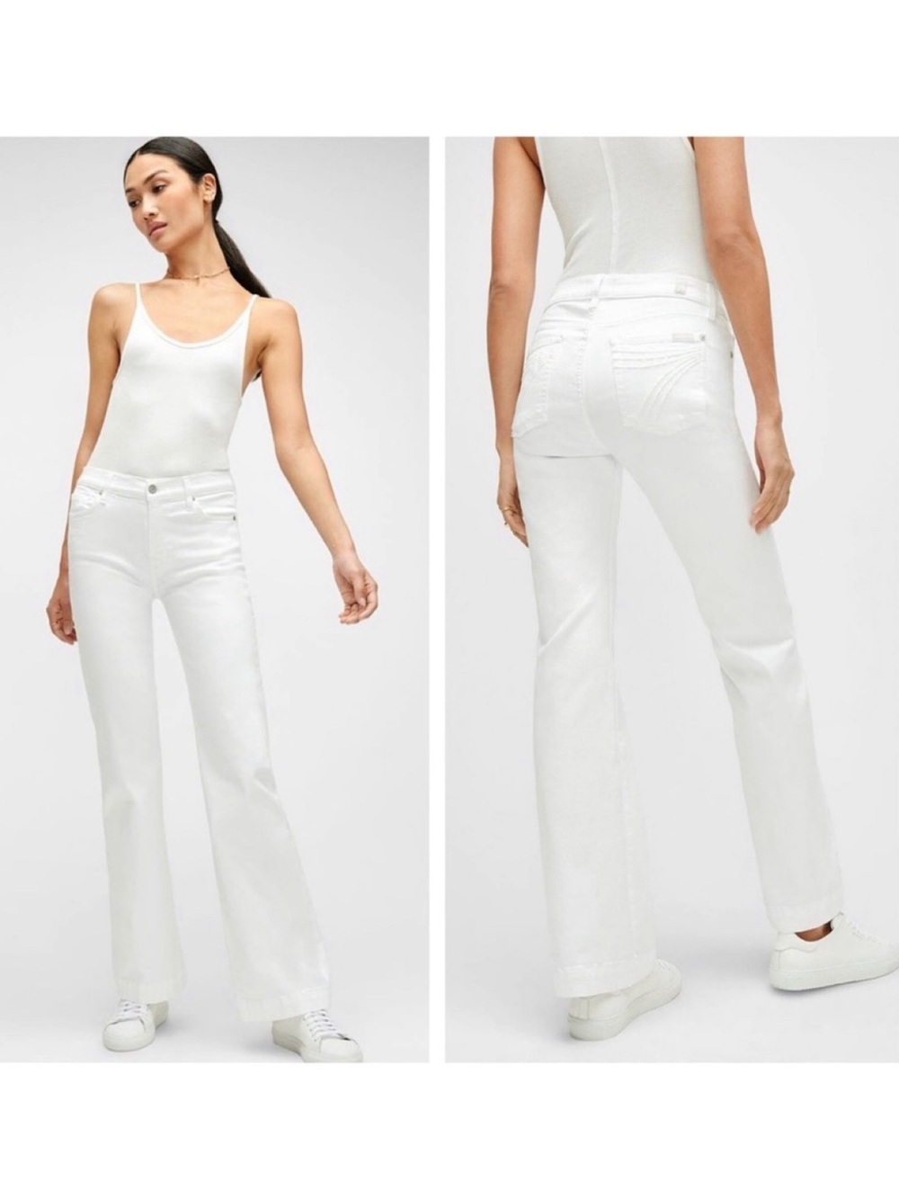 7 FOR ALL MANKIND DOJO Tailorless White High Rise Wide Leg Flare Jeans 28 NW
